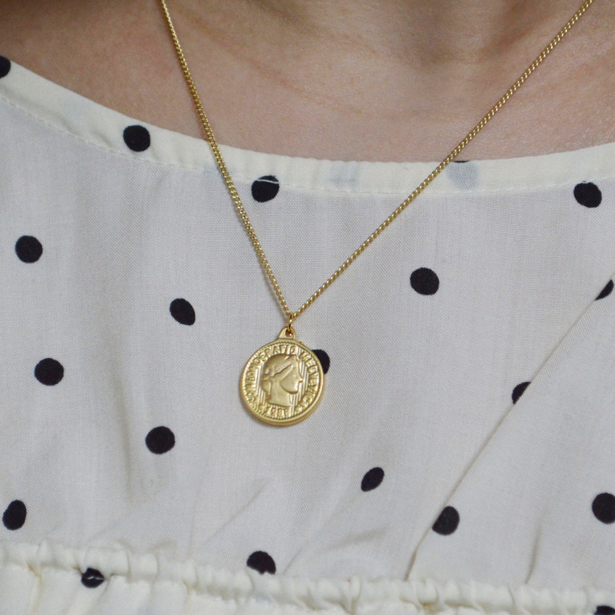 Swiss 5FR Coin Pendant Necklace