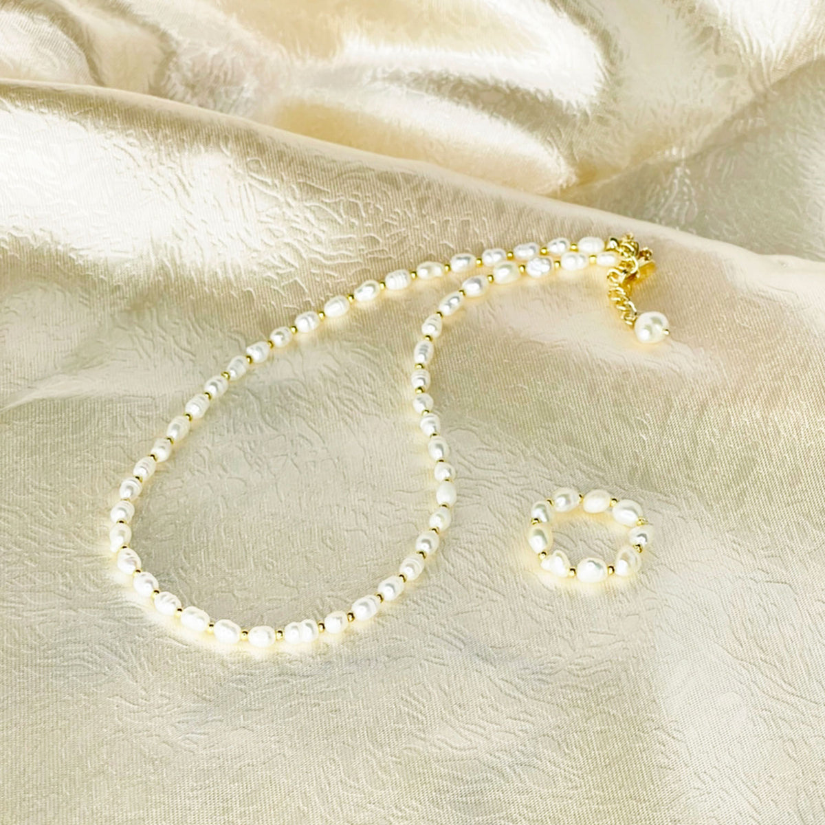 シンプルパールフリーサイズリング　Gold Parts Simple Pearl Ring