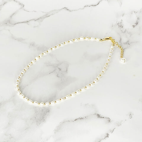 ゴールドパーツシンプルパールネックレス　Gold parts Pearl Simple Necklace